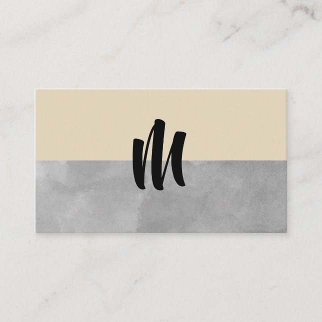Carte De Visite Gris et beige monogramme (Devant)