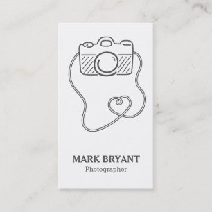 Carte De Visite Gris et Blanc, Gribouillage d'appareil photo, Phot
