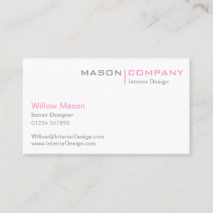 Carte de visite gris et blanc rose de Minimalistic