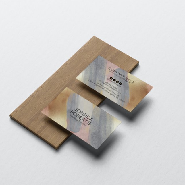 Carte De Visite Gris et Rose-or brosses arrière - plan (Créateur téléchargé)