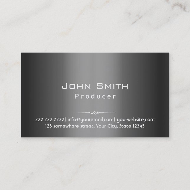 Carte de visite gris-foncé chic de producteur en (Devant)