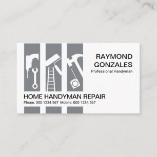 Carte De Visite Gris Handyman Outils Panneau Construction