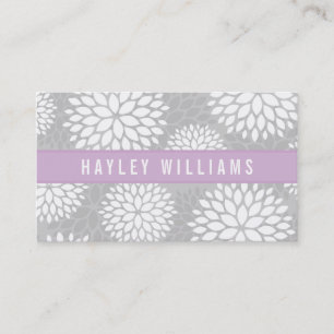 Carte De Visite Gris & Lilac Purple Moderne Floral