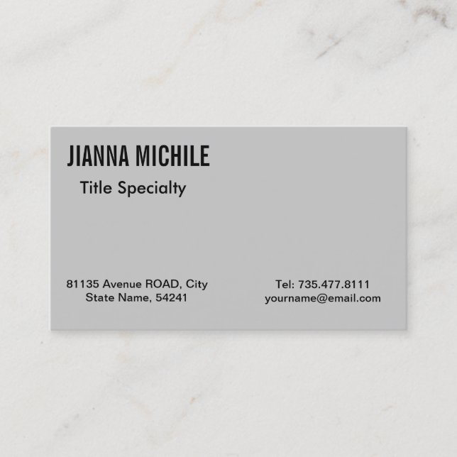 Carte De Visite Gris Minimaliste Professionnel (Devant)