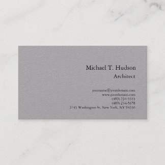 Carte De Visite Gris minimaliste Simple Plain Architect Classique