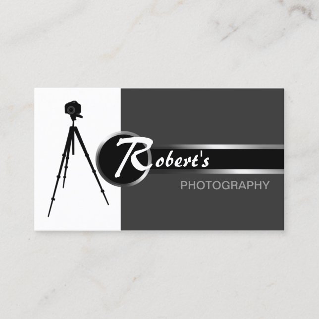 Carte De Visite Gris moderne de photographie (Devant)