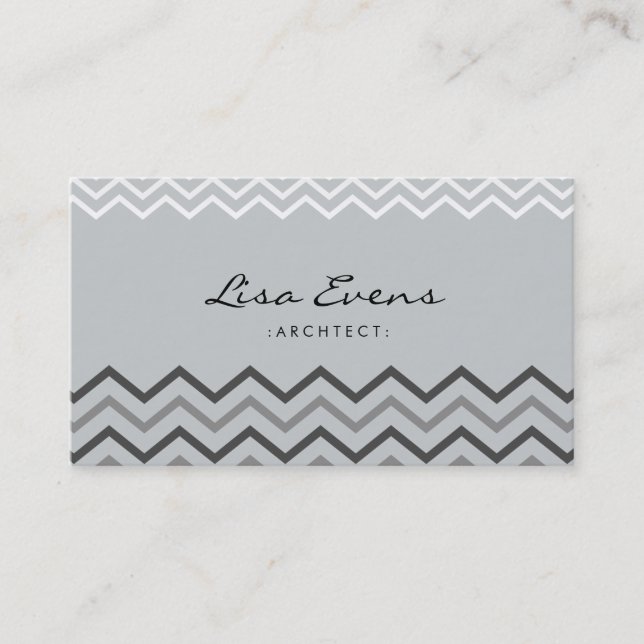 Carte de visite gris Motif classique Chevron (Devant)