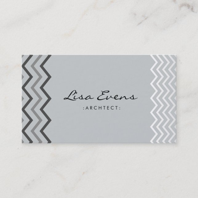 Carte de visite gris Motif classique Chevron (Devant)