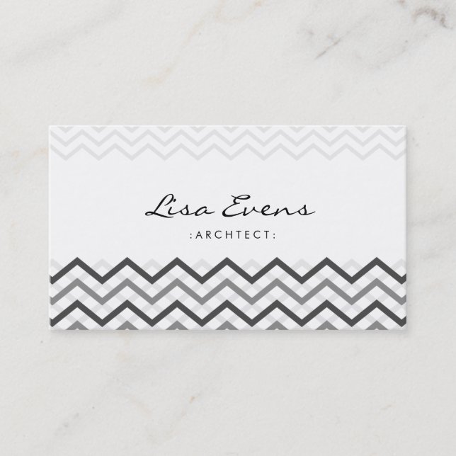 Carte de visite gris Motif classique Chevron (Devant)