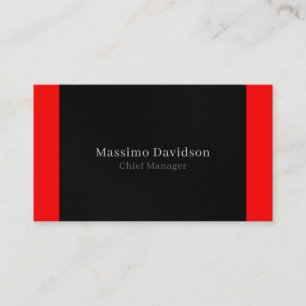Carte De Visite Gris Noir Blanc Rayures Rouges Police Serif Simple