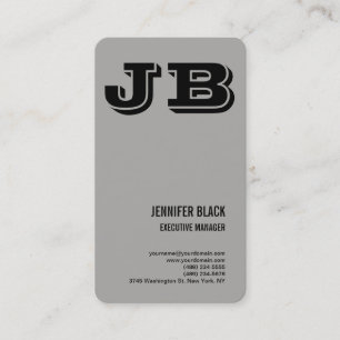 Carte De Visite Gris Noir Gras Monogramme Minimaliste Moderne Simp
