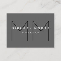 Gris Noir Gras Monogramme Moderne Minimaliste