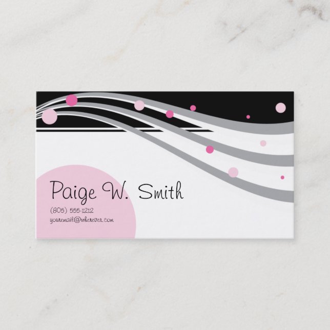 Carte de visite gris noir rose chic (Devant)