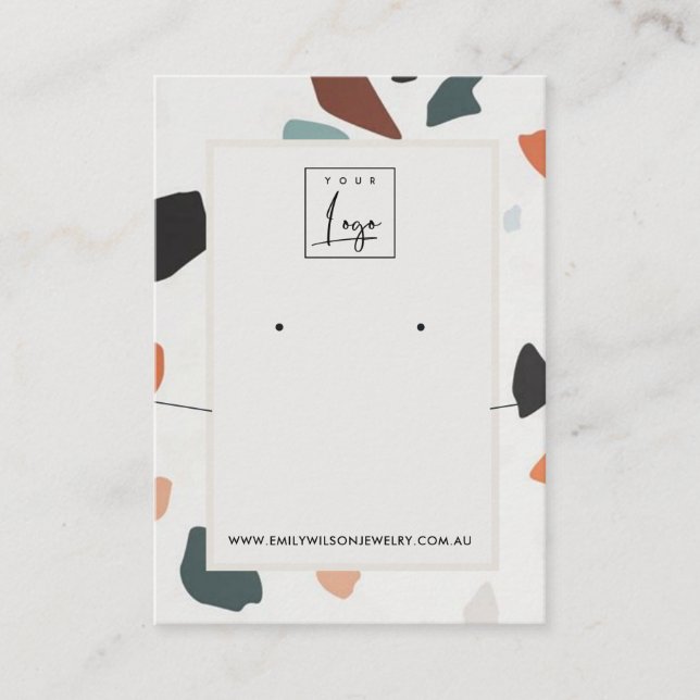 Carte De Visite Gris Orange Terrazzo Ecouter Collier Afficher logo (Devant)