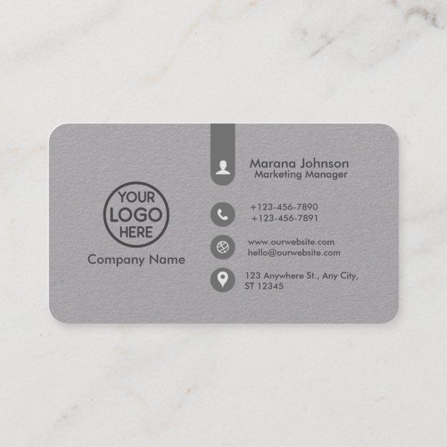 Carte de visite gris professionnel avec logo (Dos)