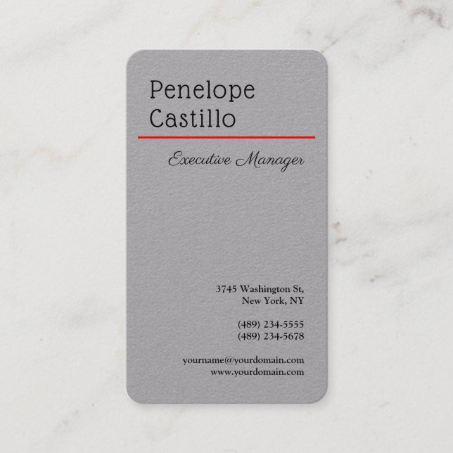 Carte De Visite Gris Professionnel Moderne Simple Design (Devant)