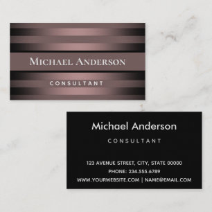 Carte De Visite Gris, rayé, dégradé, rayures grises, simple, min