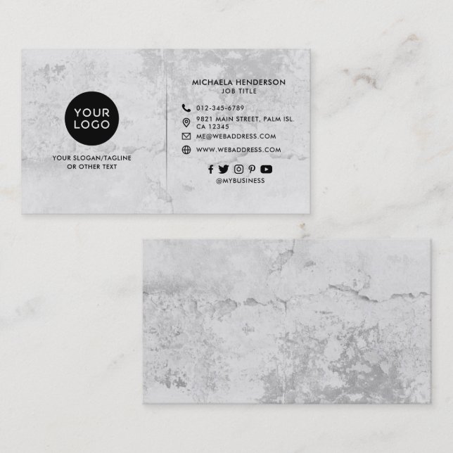 Carte De Visite Gris simple moderne béton/ciment (Devant / Derrière)