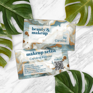 Carte De Visite Gris Turquoise Blue Gold Marbre blanc Art Motif