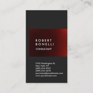 Carte De Visite Gris vertical rouge foncé bande unique