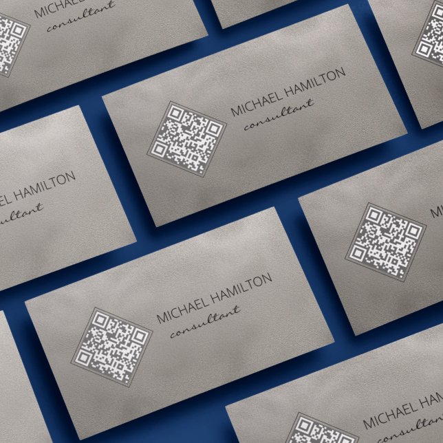 Carte de visite grise avec code QR scintillant (Créateur téléchargé)