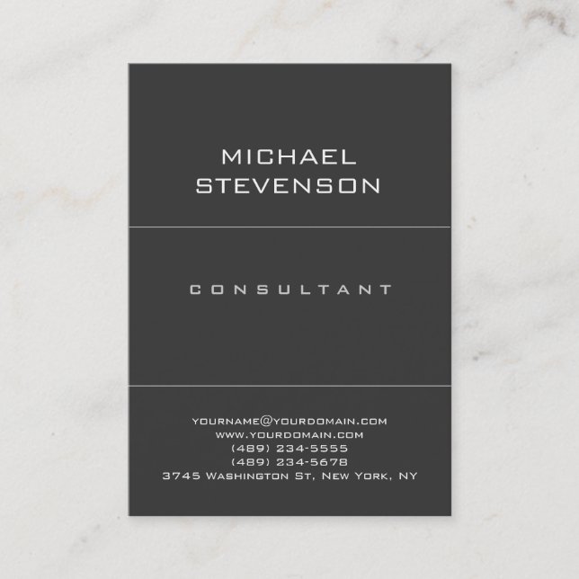 Carte de visite grise de consultant tendance simpl (Devant)