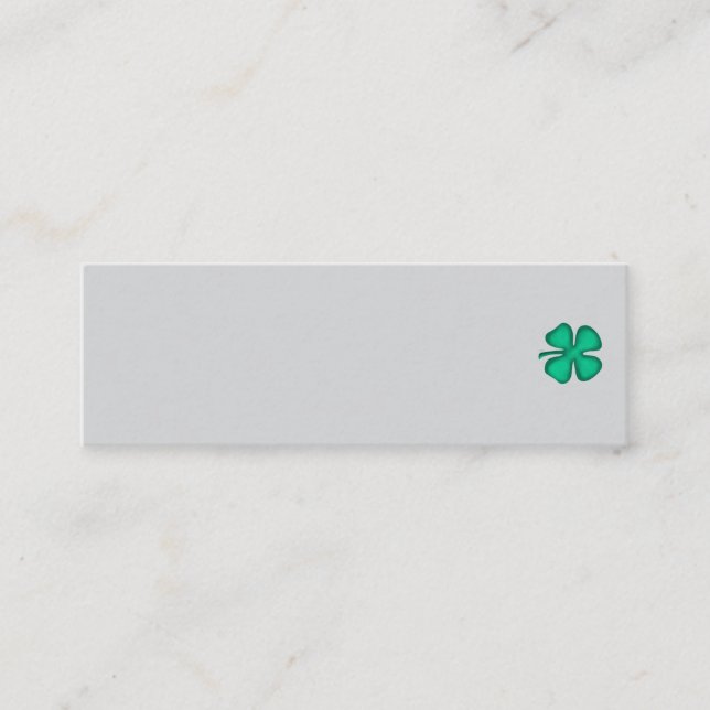 Carte de visite grise mini Lucky 4 Leaf Irish Clov (Devant)
