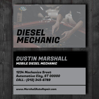 Carte de visite grise pour mécanicien diesel mobil