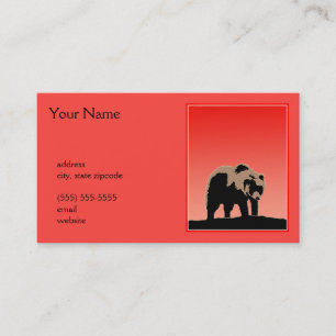 Carte De Visite Grizzly Bear au coucher du soleil - Art original d