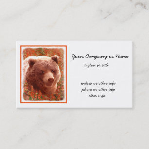 Carte De Visite Grizzly Bear Cub dans Fireweed Peinture Art de la