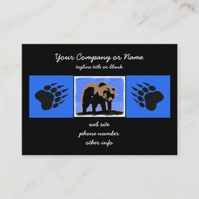 Carte De Visite Grizzly Bear en hiver - Art original de la faune (Devant)