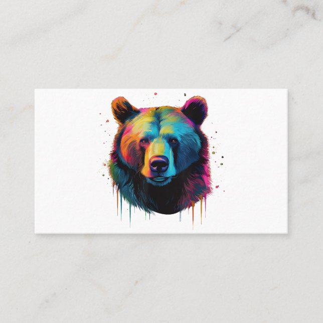 Carte De Visite Grizzly Oear Amateurs Pop Art Big Grizzly Ours (Devant)