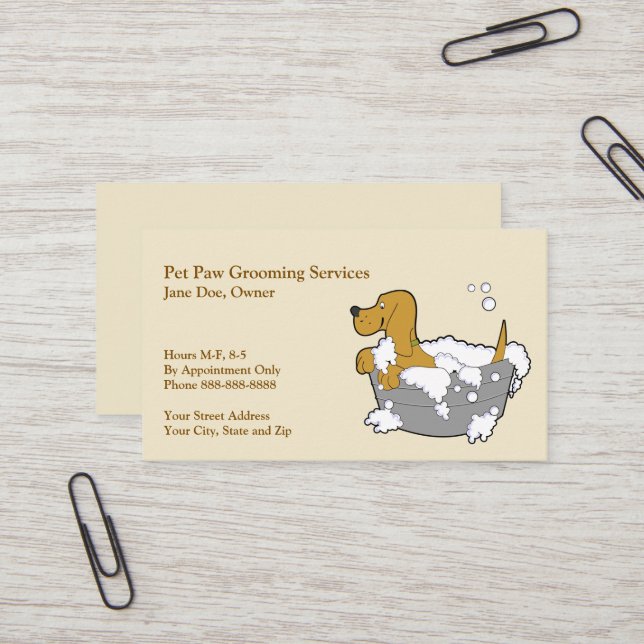 Carte de visite Groomer animal (Devant/Arrière en situation)