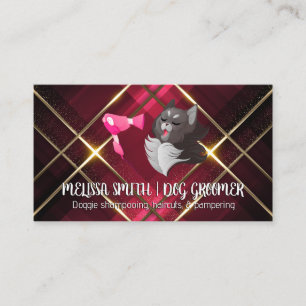 Carte De Visite Groomer Chat mignon Sèche-souffle