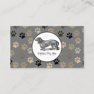 Carte De Visite Groomer Motif Whimsical Chien Et Empreinte de patt