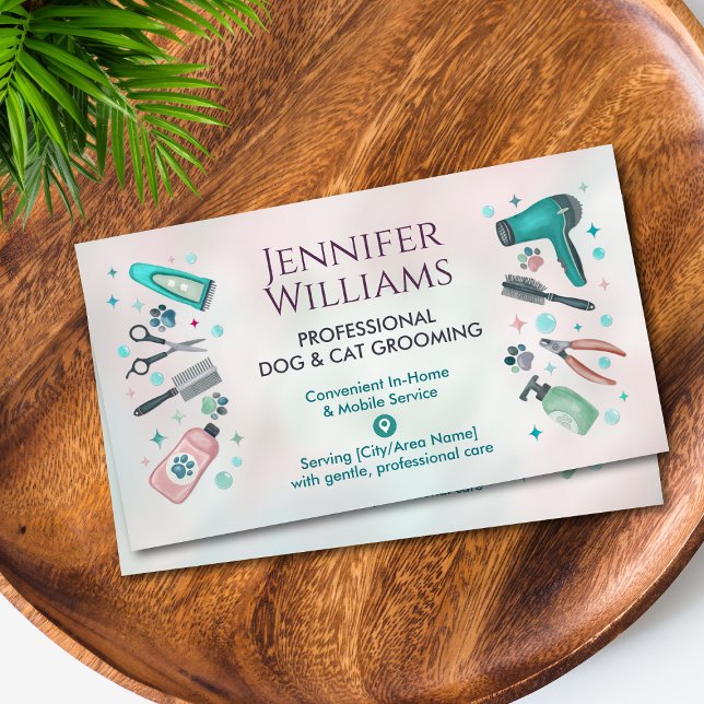 Carte De Visite Groomer pour animaux domestiques et élevage de chi (Créateur téléchargé)