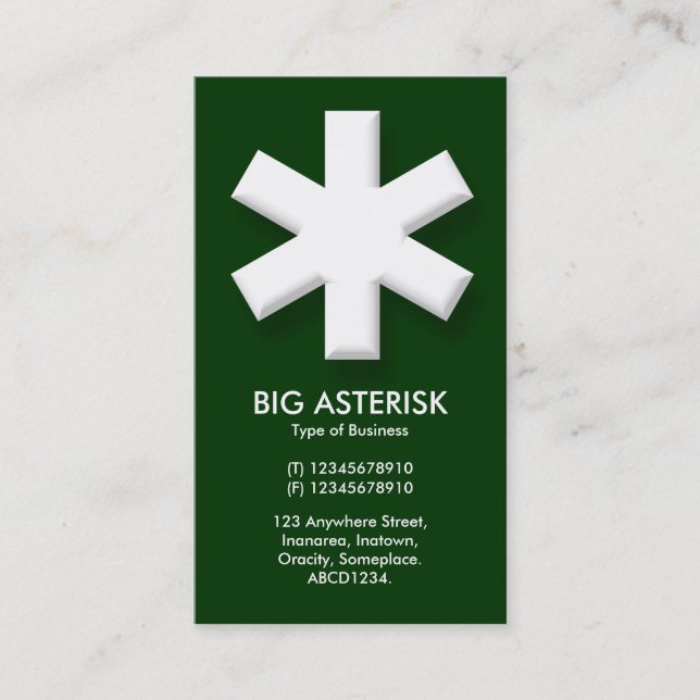 Carte De Visite Gros Astérisque - Vert foncé (003300) (Devant)