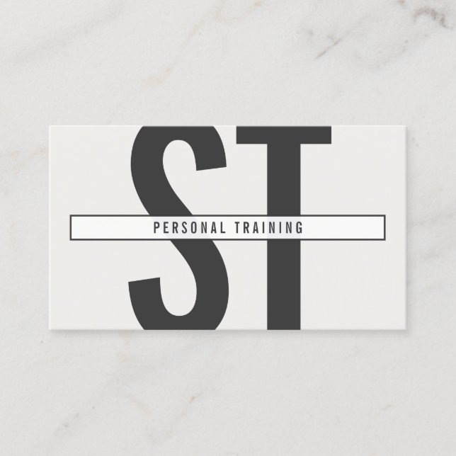 Carte De Visite Gros Initiales Monogramme en gris et noir (Devant)