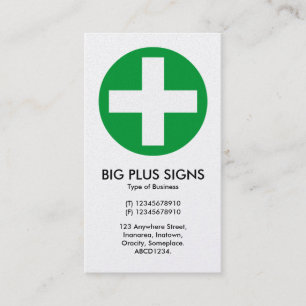 Carte De Visite Gros Plus Signs Vert - Blanc (Carte Platine)