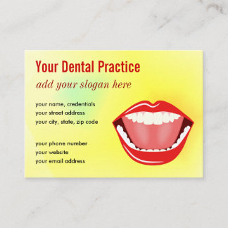Carte De Visite Grosse Bouche Jaune Or Professionnel Dentelle