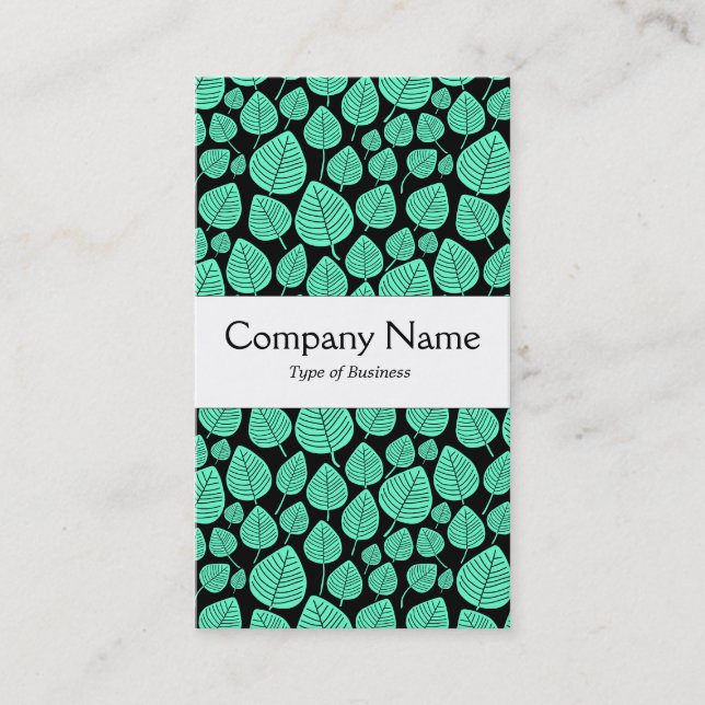Carte De Visite Groupe Centre - Feuille - Turquoise sur Noir (Devant)