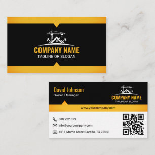 Carte De Visite Grue de construction de maison Black Gold Home