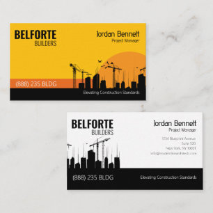 Carte De Visite Grue de construction moderne silhouette jaune noir