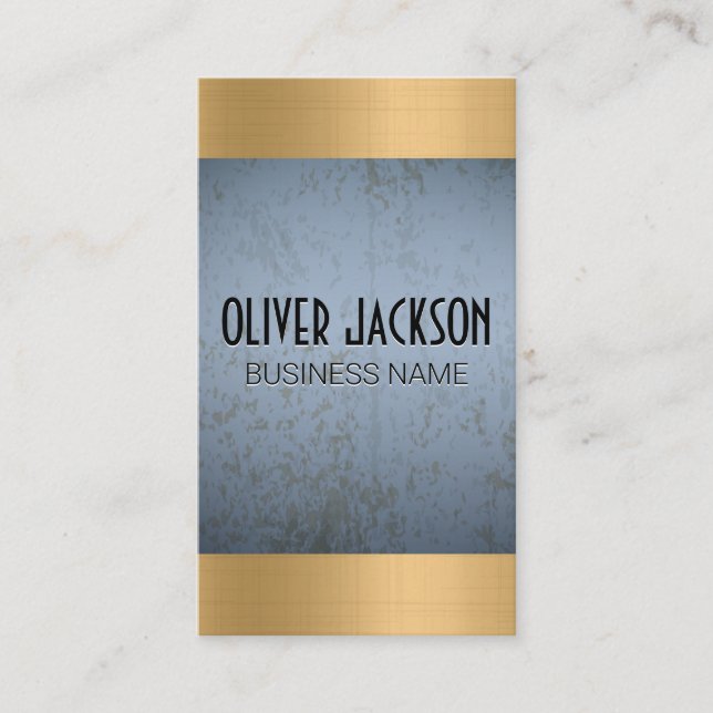 Carte De Visite Grunge bleu texture | Golden Metallic Shine (Devant)