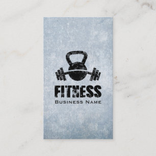 Carte De Visite Grunge Fitness Personal Trainer Kettlebell Barbell