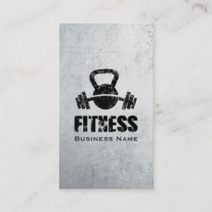 Carte De Visite Grunge Fitness Personal Trainer Kettlebell Barbell