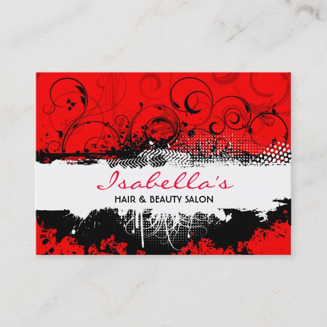 Carte de visite grunge floral (Devant)