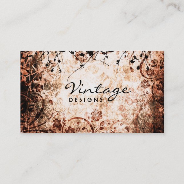 Carte de visite grunge floral (Devant)