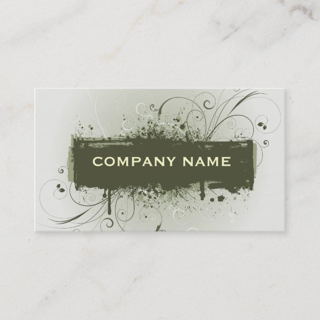 Carte de visite grunge floral (Devant)