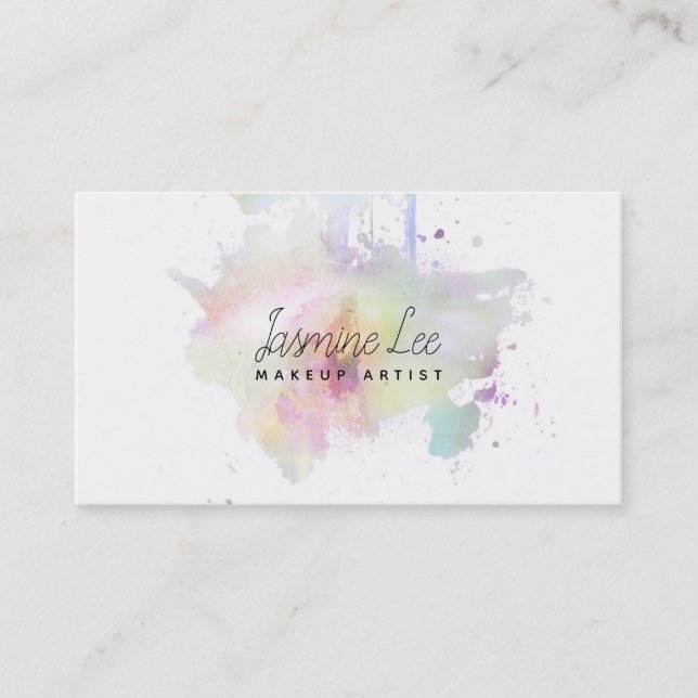 Carte De Visite grunge moderne chic de bleu d'aquarelle de (Devant)